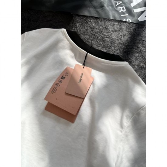 2024SS Short Sleeve T-shirt MIU MIU Cheapest Sale 2024SS Short Sleeve T-shirt MIU MIU Cheapest Sale