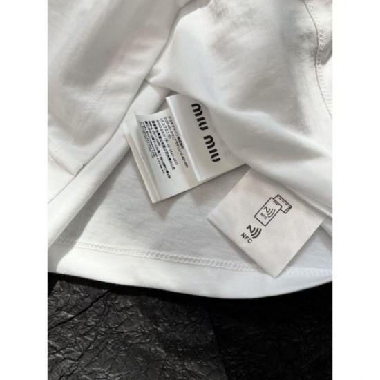 2024SS Short Sleeve T-shirt MIU MIU Cheapest Sale 2024SS Short Sleeve T-shirt MIU MIU Cheapest Sale