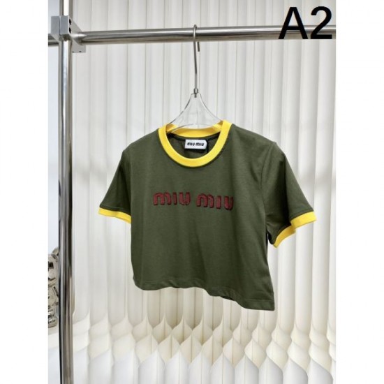 2024SS Short Sleeve T-shirt MIU MIU Novel Style 2024SS Short Sleeve T-shirt MIU MIU Novel Style