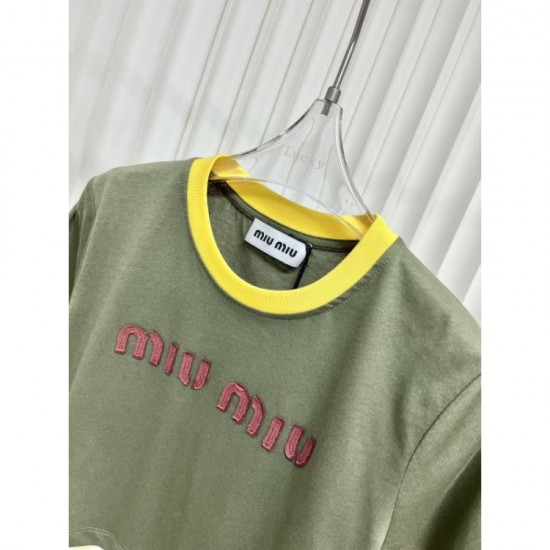 2024SS Short Sleeve T-shirt MIU MIU Novel Style 2024SS Short Sleeve T-shirt MIU MIU Novel Style