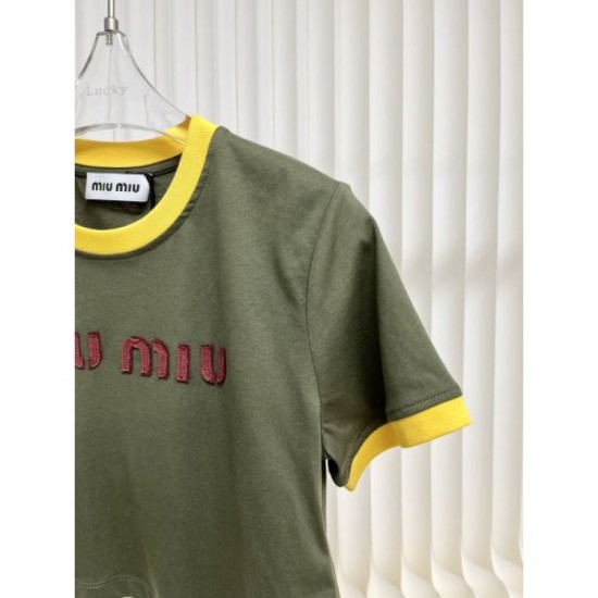 2024SS Short Sleeve T-shirt MIU MIU Novel Style 2024SS Short Sleeve T-shirt MIU MIU Novel Style