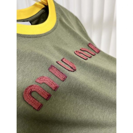 2024SS Short Sleeve T-shirt MIU MIU Novel Style 2024SS Short Sleeve T-shirt MIU MIU Novel Style