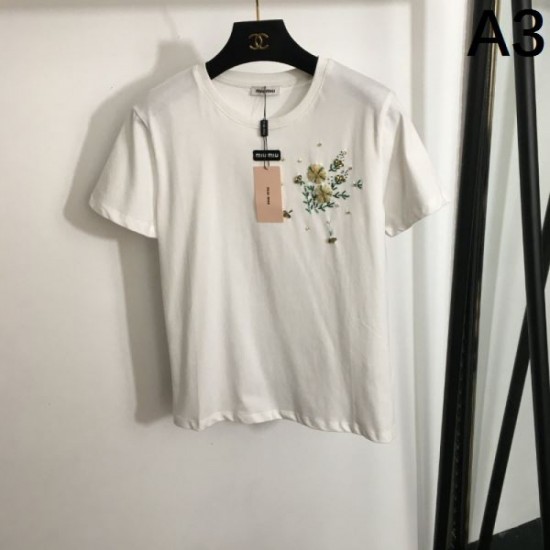 2024SS short sleeve T-shirt MIU MIU Miu Miu very popular and cute 2024SS short sleeve T-shirt MIU MIU Miu Miu very popular and cute