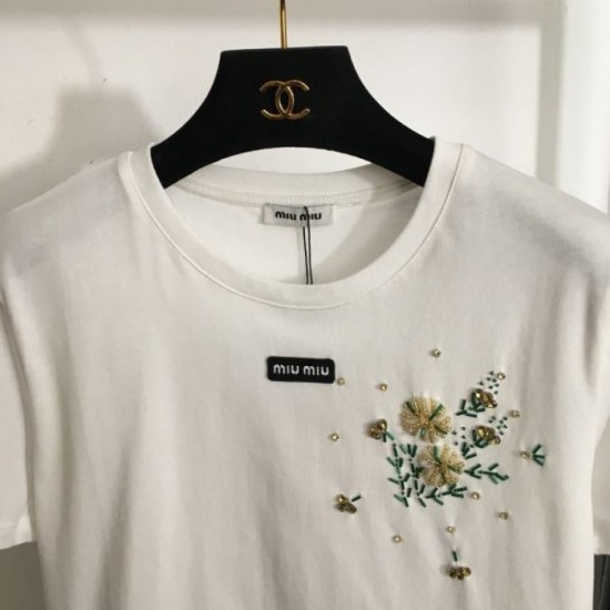 2024SS short sleeve T-shirt MIU MIU Miu Miu very popular and cute 2024SS short sleeve T-shirt MIU MIU Miu Miu very popular and cute