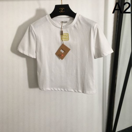 2024SS Short Sleeve T-shirt MIU MIU Standard Popular Item 2024SS Short Sleeve T-shirt MIU MIU Standard Popular Item