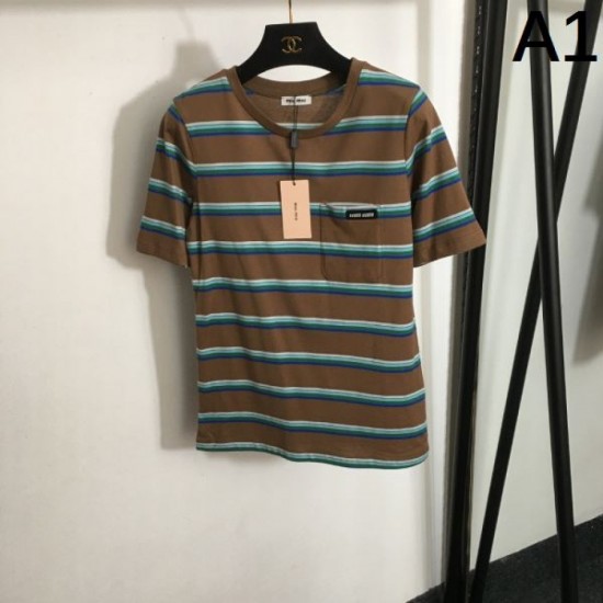 2024SS Short Sleeve T-shirt MIU MIU Luxury Super Low Price 2024SS Short Sleeve T-shirt MIU MIU Luxury Super Low Price