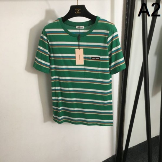 2024SS Short Sleeve T-shirt MIU MIU Luxury Super Low Price 2024SS Short Sleeve T-shirt MIU MIU Luxury Super Low Price