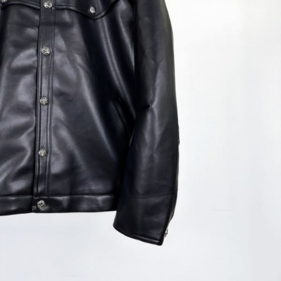 CHROME HEARTS Leather Jacket 2025 Autumn/Winter A new item that expands your fashion range CHROME HEARTS Leather Jacket 2025 Autumn/Winter A new item that expands your fashion range