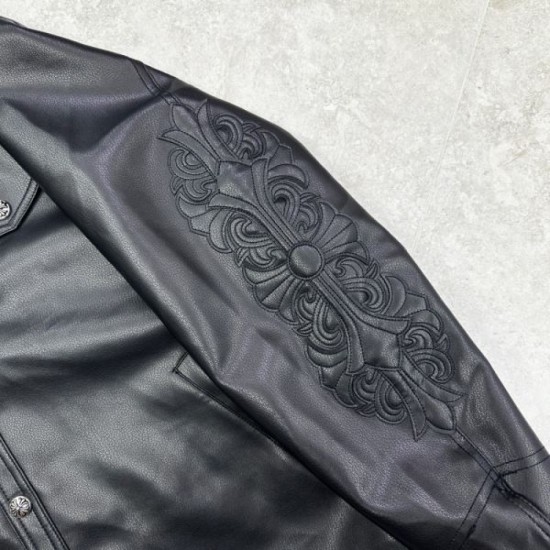 CHROME HEARTS Leather Jacket 2025 Autumn/Winter A new item that expands your fashion range CHROME HEARTS Leather Jacket 2025 Autumn/Winter A new item that expands your fashion range