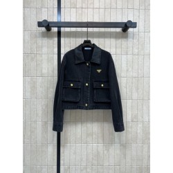 PRADA denim jacket 2025 new fall/winter simple design that can be mixed and matched