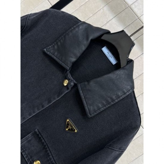 PRADA denim jacket 2025 new fall/winter simple design that can be mixed and matched PRADA denim jacket 2025 new fall/winter simple design that can be mixed and matched