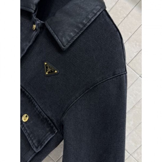 PRADA denim jacket 2025 new fall/winter simple design that can be mixed and matched PRADA denim jacket 2025 new fall/winter simple design that can be mixed and matched