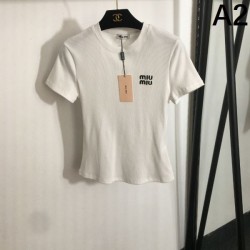 2025SS Short-sleeved T-shirt MIU MIU Miu Miu's new product suddenly reduced price!