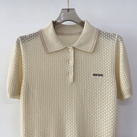 2025SS Short Sleeve MIU MIU Miu Popular Spring/Summer Items featured in magazines