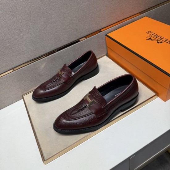 2025 Autumn/Winter New HERMES Men's Business Shoes Clean and Elegant Style