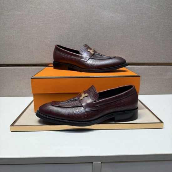 2025 Autumn/Winter New HERMES Men's Business Shoes Clean and Elegant Style