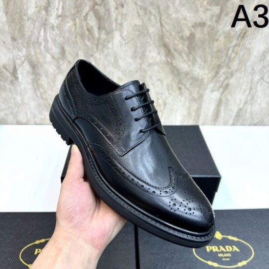 2025 Autumn/Winter New PRADA Men's Business Shoes Stylish pair that shines in winter