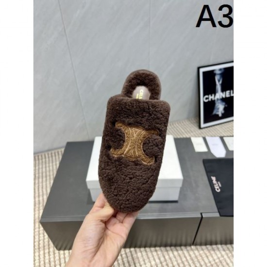 2025FW Women's Fur Slippers CELINE Popular model with a wide variety of colors