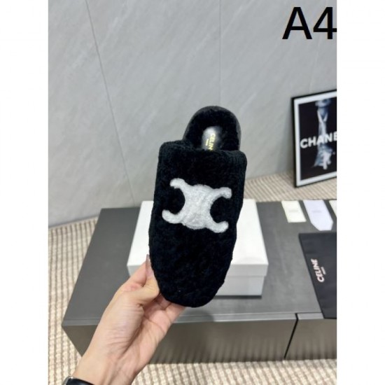2025FW Women's Fur Slippers CELINE Popular model with a wide variety of colors