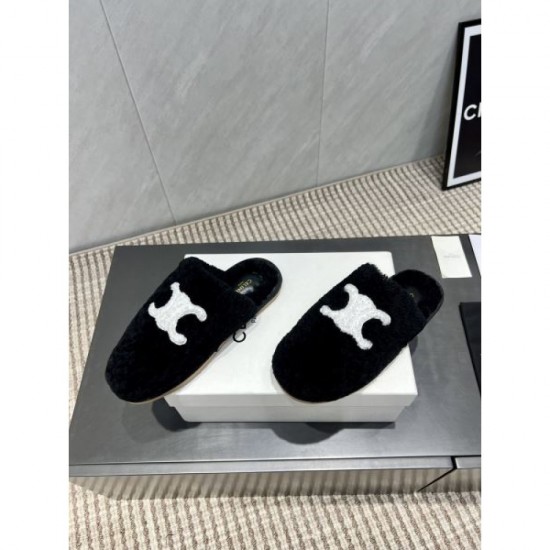 2025FW Women's Fur Slippers CELINE Popular model with a wide variety of colors