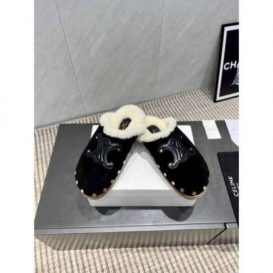 2025FW Women's Fur Slippers CELINE CELINE Elegant replica with beautiful balance and excellent comfort